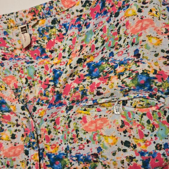 Kut from the Kloth Paint Splatter Print Long Sleeve Button Front Shirt Size XL - Picture 3 of 6